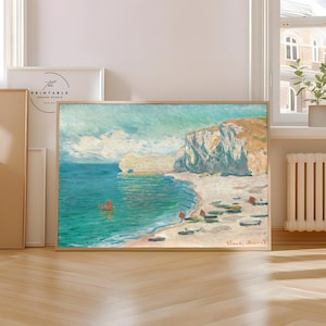 Claude Monet Etretat Beach | Impressionist Landscape Painting | Coastal Print | Summer Beach Print | Monet Wall Art | Digital Download