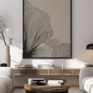 Neutral Lines Abstract Floral Downloadable Art Print, Minimalist Poster, Neutral Living Room Prints, Beige and Black Digital Print image 12