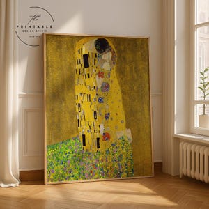 The Kiss by Gustav Klimt | Modern Portrait Painting | Art Nouveau Print | Romantic Love Poster | Printable Wall Art | Digital Download