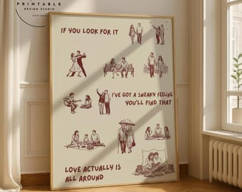 El amor en realidad está por todas partes Lámina Arte de pared estético para dormitorio Arte de personas pequeñas Humanos diminutos caminando Lámina Arte de pared minimalista de personas Retro