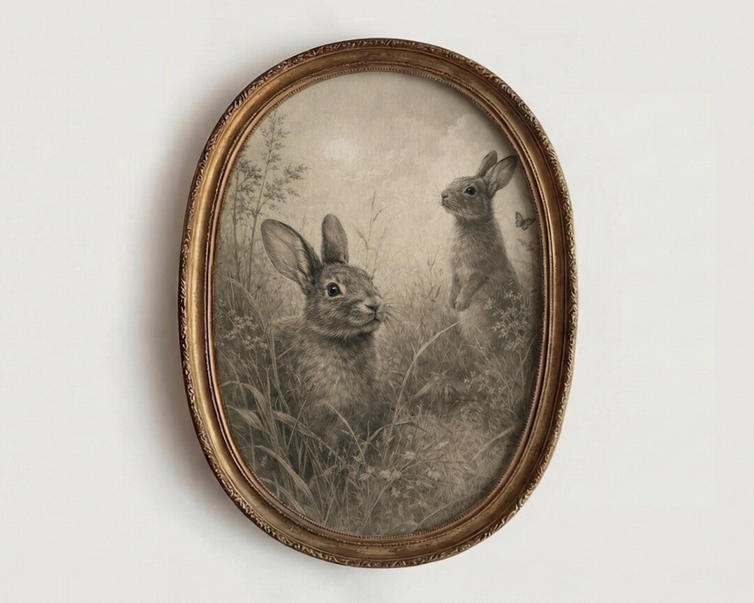Sepia Point Rabbit Vintage Rabbit Art Print, Antique Bunny Pencil Sketch, Rustic Nursery ...