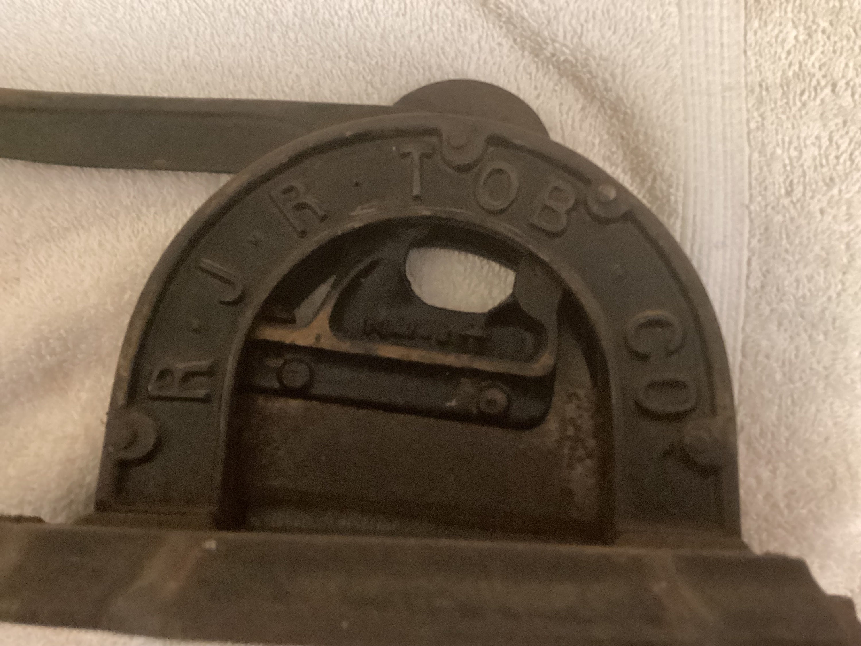 brown's mule tobacco cutter Antique Cast Iron Brown's Mule Tobacco Cutter R.J.R. T.O.B. Co. Made by  Enterprise Mfg. Co Antique Tobacco Cutter From the 1800's
