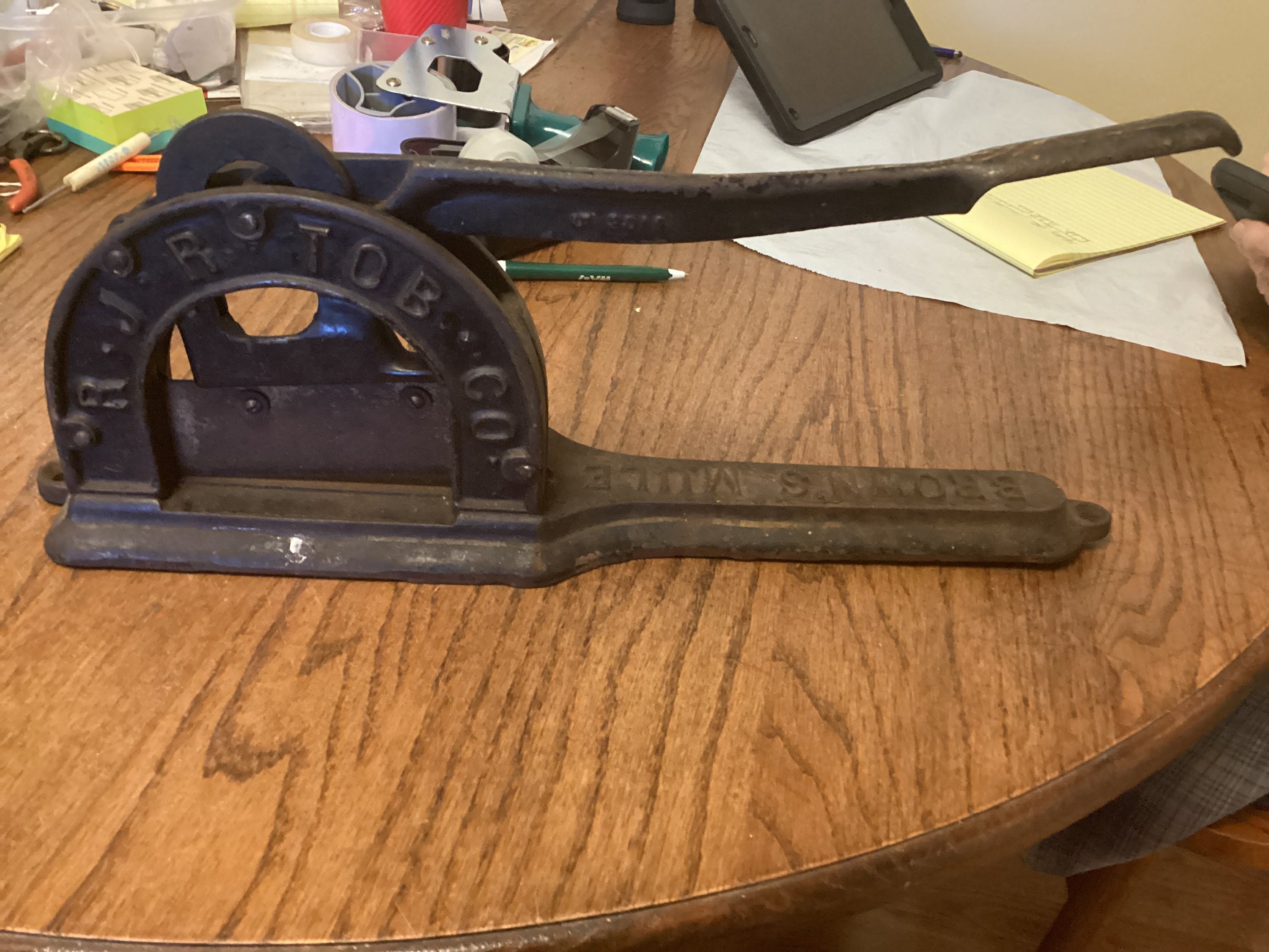 tobacco cutters for sale Antique Cast Iron Brown's Mule Tobacco Cutter R.J.R. T.O.B. Co. Made by  Enterprise Mfg. Co Antique Tobacco Cutter From the 1800's