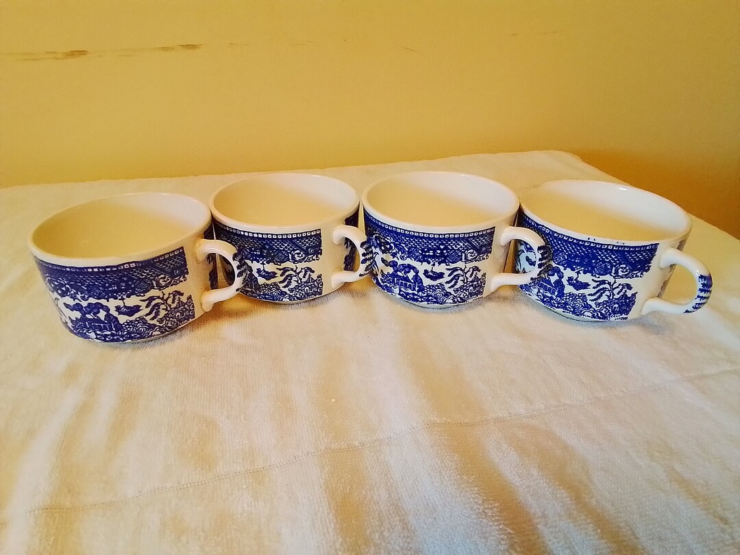 Vintage Set of Four Blue Teacups. Etsy