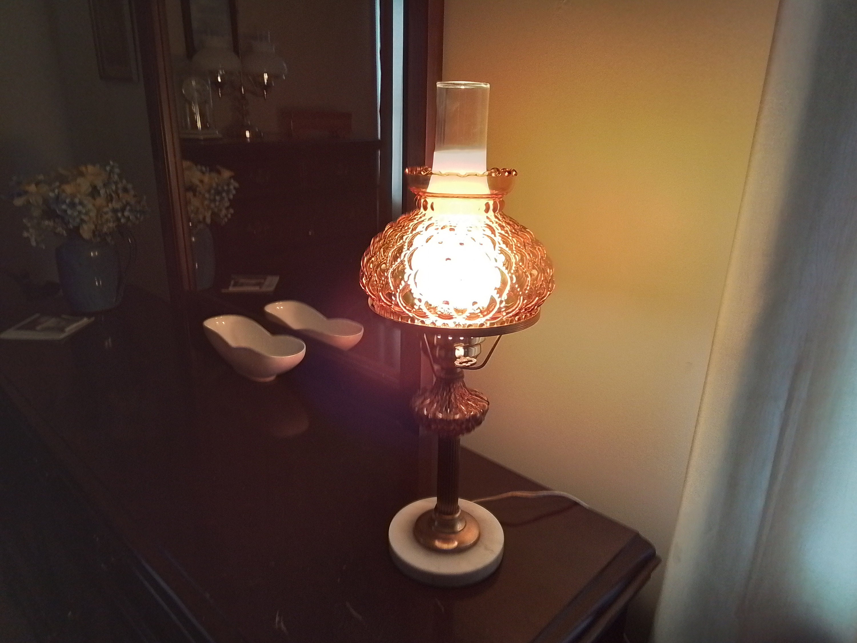 Amber Diamond Quilted Vintage Lamp - Etsy