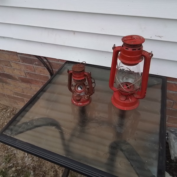 Vintage kerosene lanterns  (Winged Wheel and Globe Brand The World Light)