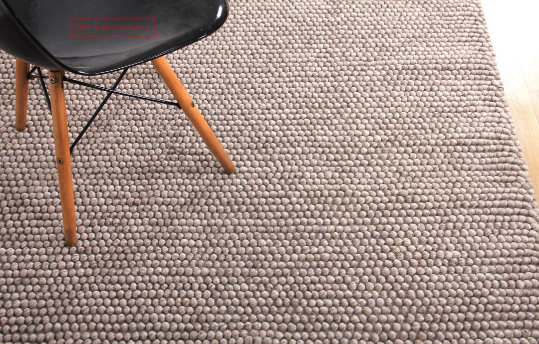 Brown Chunky Wool Rug: Handwoven Loop Pile, Custom Sizes - Etsy