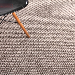 Brown Chunky Wool Rug: Handwoven Loop Pile, Custom Sizes