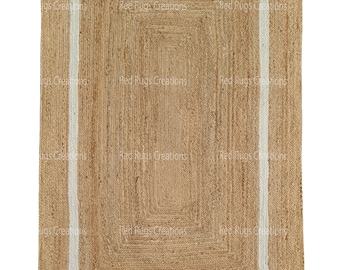 Handwoven Jute Area Rug: Natural Fiber, Boho Decor, Custom Size