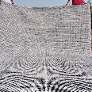 Handmade Wool Area Rug: Black & White Square Rug, Custom Size