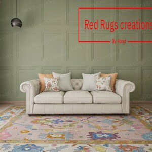 Handmade Pink Oushak Rug: Hand-Knotted Wool, Modern Design