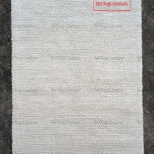 Hand Woven Chunky Wool Area Rug: Ivory Cable Knit, New Zealand Wool