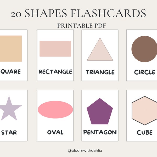 Printable Shapes Flashcards Set for Kids | Educational Learning Cards | Homeschooling Resource