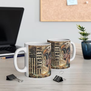 Veteran Pride Mug, Patriotic Coffee Cup, American Eagle Design, Gifts for Veterans, Military Appreciation