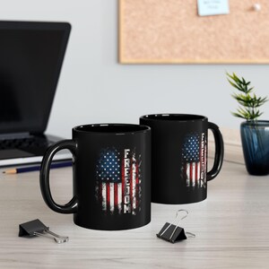 Bold FREEDOM USA Mug, 11oz & 15oz Black Ceramic, American Pride