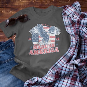 Vintage American Eagle Tee, &quot;Made In America&quot; Patriotic Shirt, Eagle and Flag Design, USA Tee
