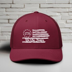 USA 1776 Trucker Hat, We The People, Patriotic Mesh Trucker Cap
