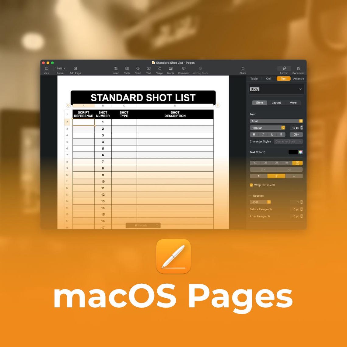 Filmmaking List Filmmaking Shot List Template Bundle: Macos Pages + MS Word - Etsy