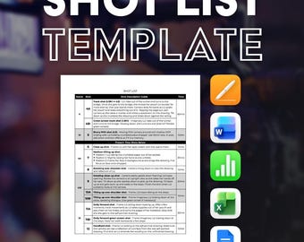 Filmmaking Shot List Template Bundle: macOS Pages + MS Word