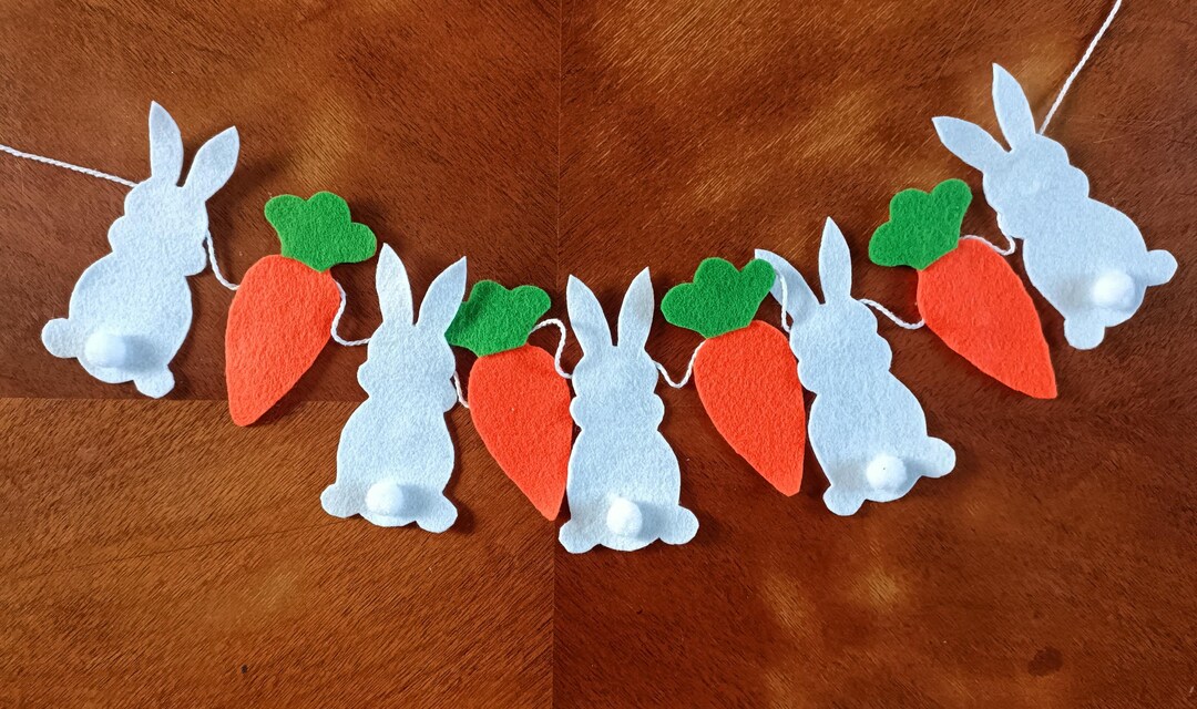 Felt Easter Bunny and Carrots Garland, Easter Bunny Decorations ...