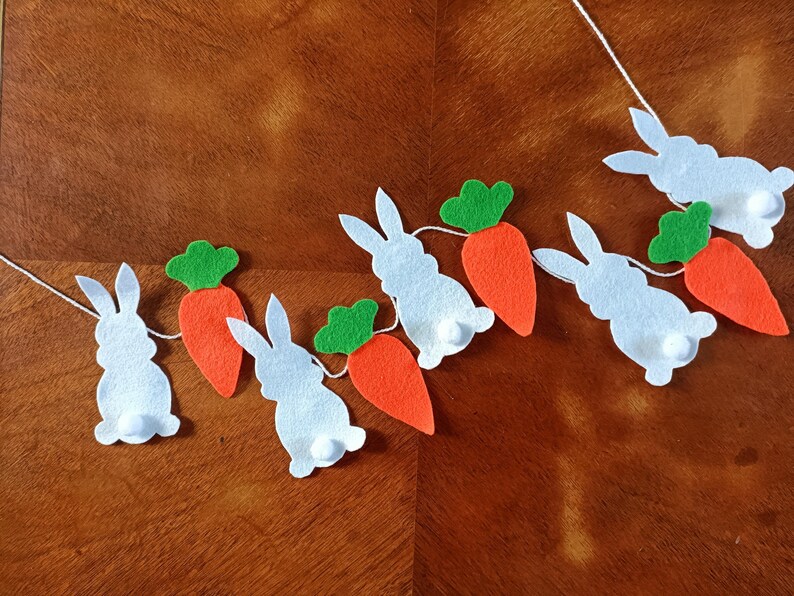Felt Easter Bunny and Carrots Garland, Easter Bunny Decorations ...
