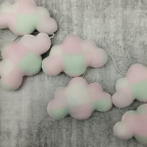 guirlande de nuages, guirlande de nuages pour chambre d&#39;enfant, décoration de chambre à suspendre, guirlande de nuages en polaire imprimée... anniversaire de banderoles de nuages, décoration de salle de jeux