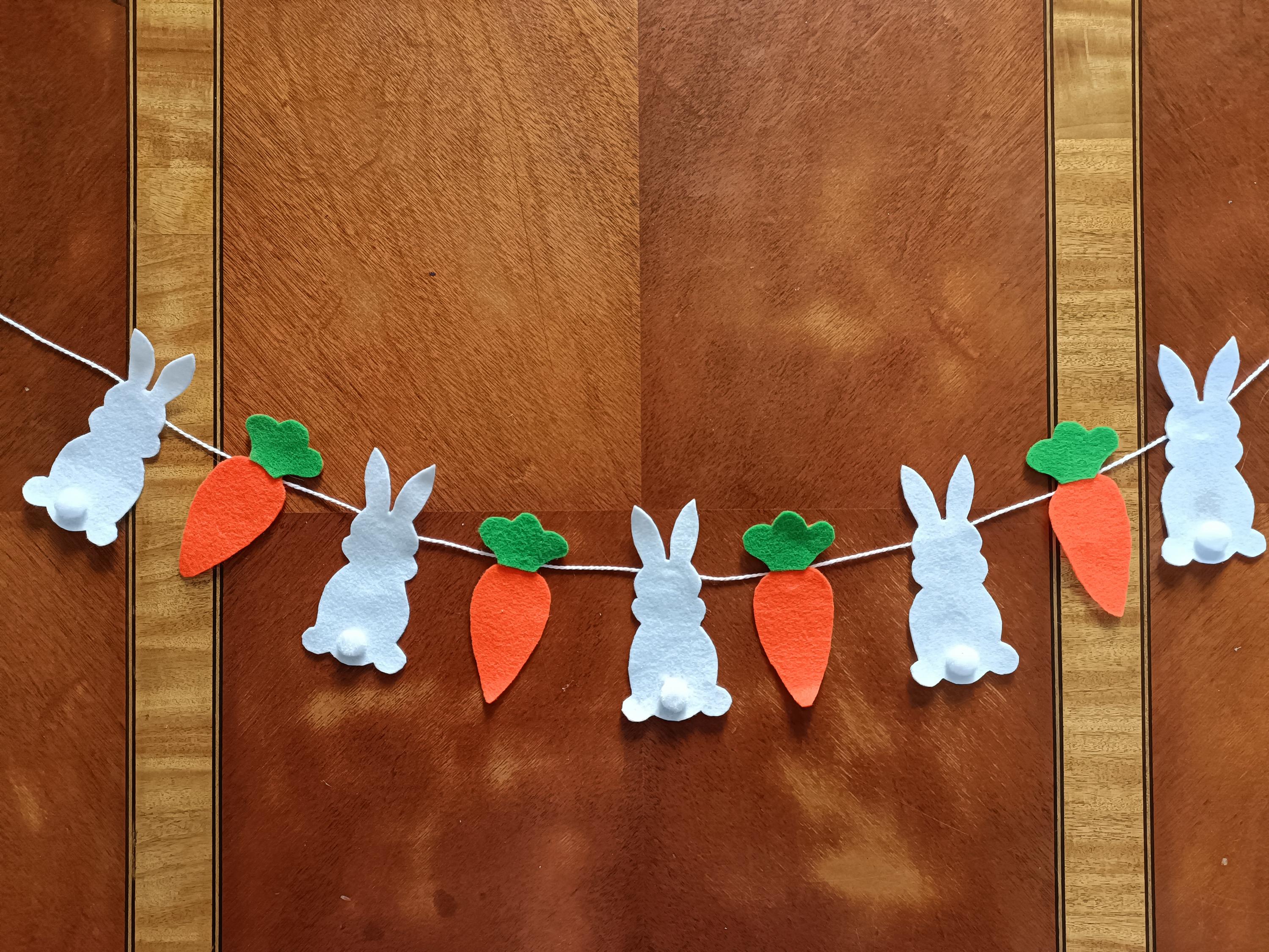 Felt Easter Bunny and Carrots Garland, Easter Bunny Decorations ...