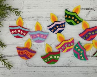 Diwali diya felt garland, festival decorations,diya felt, diya bunting,