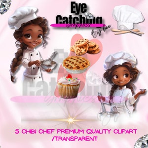 Vrouwelijke chef-kok clipart, chibi meisje clipart, schattige chibi vrouw chef-kok, clipart, restaurant chef-kok clipart, banketbakkerij clipart, keuken clipart, keuken clipart png