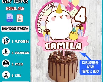 TÉLÉCHARGEMENT INSTANTANÉ Personnalisé Cake Topper Fichier numérique Topo de Bolo