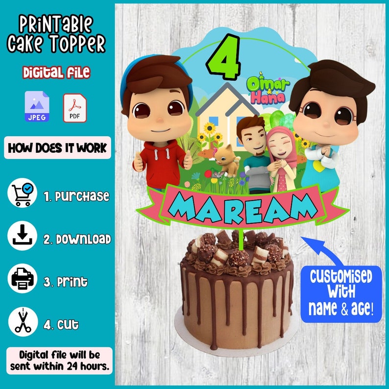 Cake Topper Printable Digital File INSTANT DOWNLOAD Cake - Etsy