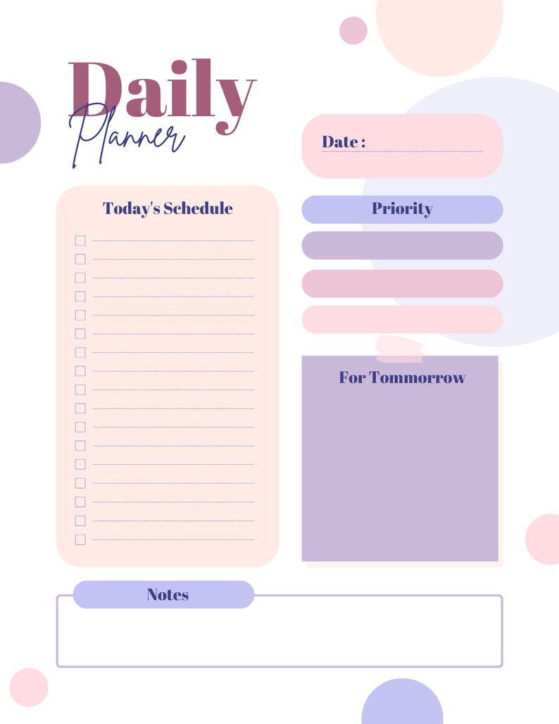 To Do List, Printable, Purple, Digital Download. Daily and Weekly ...