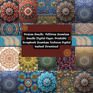 Patrones persas sin costuras: Papel digital para álbumes de recortes (descarga digital)