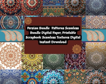 Persiska sömlösa mönster: Digitalt scrapbookpapper (digital nedladdning)