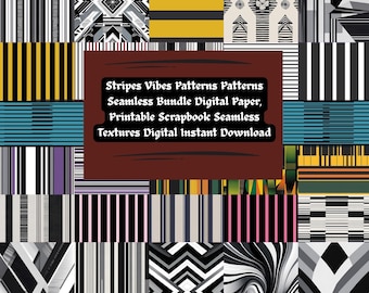 Stripes Digital Paper: Seamless Patterns for Scrapbooking (Digital Download)