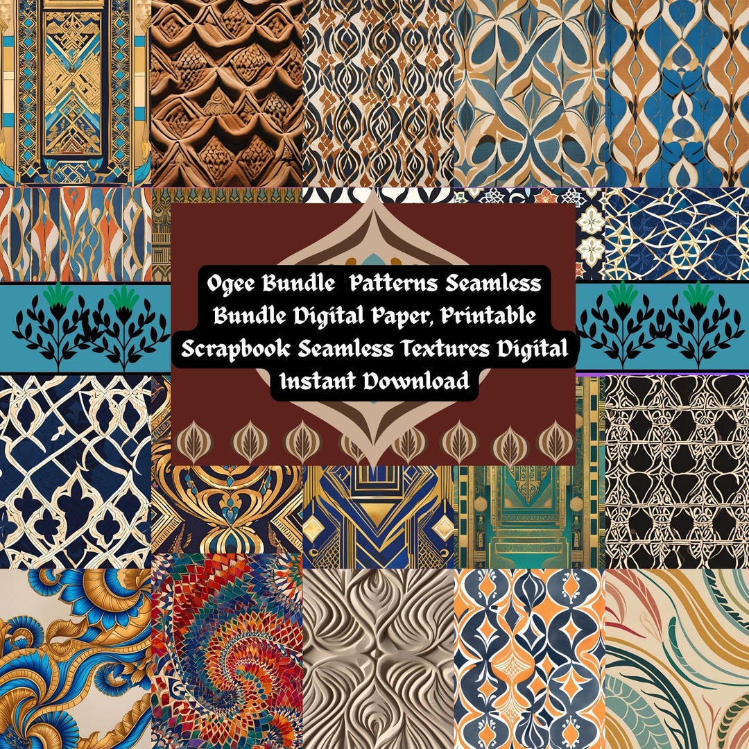 Ogee Seamless Pattern Bundle: Digital Scrapbook Paper (digital Download ...