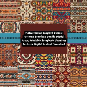 Op Indiaans geïnspireerd digitaal papier: bundel met naadloze texturen (digitale download)