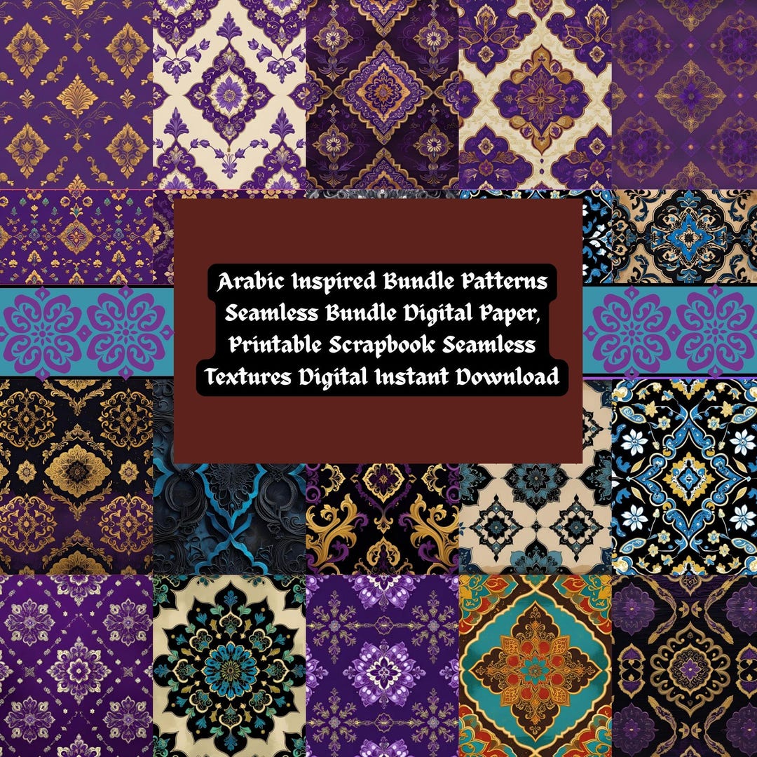 Arabic Seamless Patterns: Digital Paper Scrapbook Bundle (digital ...