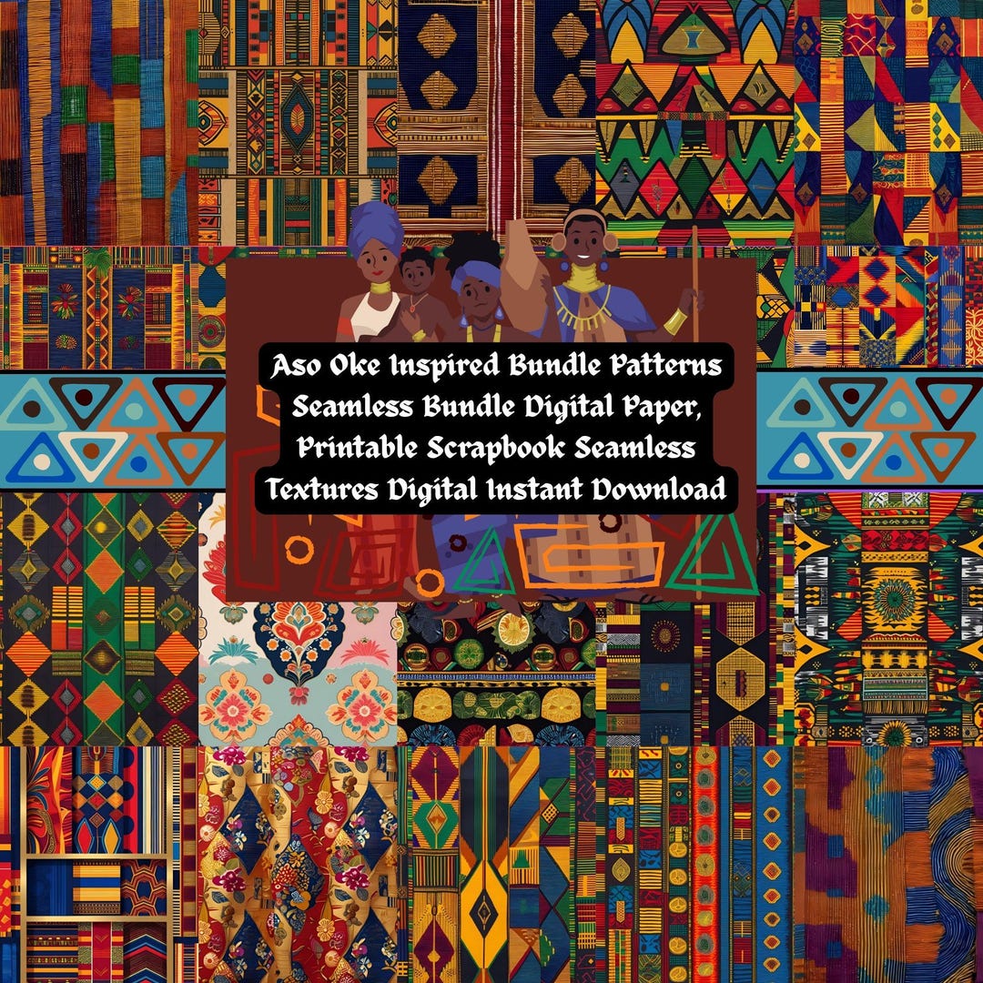 Aso Oke Inspired Digital Paper: Seamless Scrapbook Patterns (digital ...