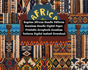 African Bogolan Digital Paper: Seamless Patterns for Scrapbooking (Digital Download)