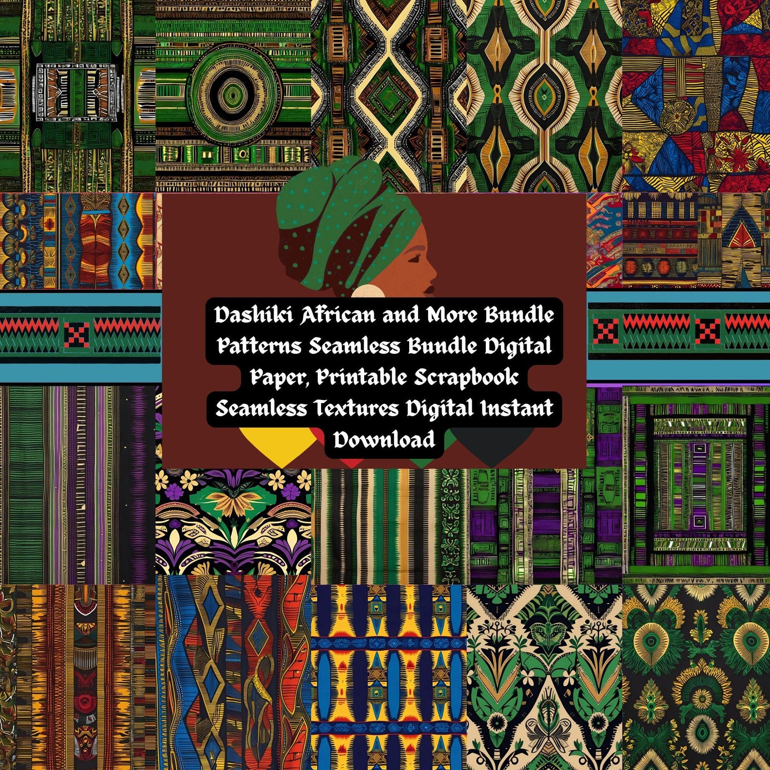 African Dashiki Patterns: Seamless Digital Paper Bundle (digital ...