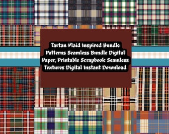 Tartan Plaid Digital Paper: Seamless Scrapbook Textures (Digital Download)