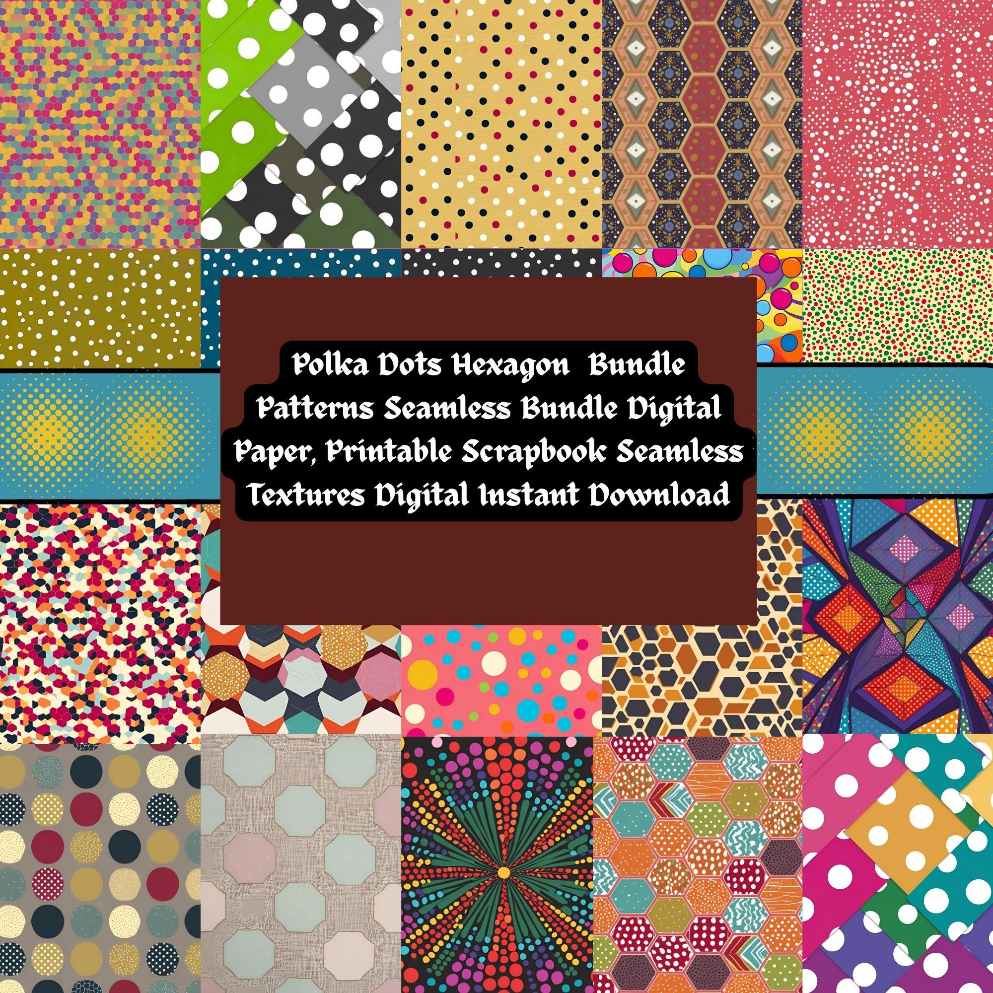 Polka Dots-zeshoek bundel patronen naadloze bundel digitaal papier, afdrukbaar plakboek naadloze texturen digitale Instant Download