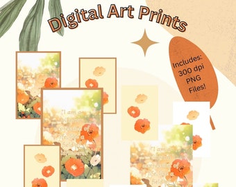 DIGITAL Poster "Orange Flower" (Digital Download) multiple variations included (300 dpi PNG) 12 files