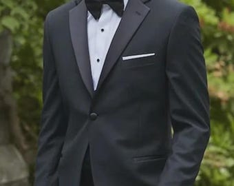 Men's Black Tuxedo Suit, Slim Fit Two Piece, Wedding Groom Wear
