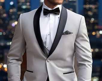 Custom Gray Tuxedo Suit: Elegant Shawl Lapel, Formal Wear