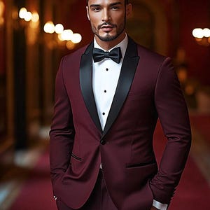 Maroon 2 piece suits Tuxedo, Party wear suits, Engagement suit, Anniversary Suit, Gift for Boyfriend,