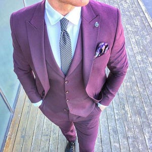 Custom Suit Premium Three Piece lavender Purple Men&#39;s Suit for Wedding, Engagement, Prom, Groom wear and Groomsmen Suits
