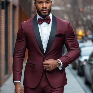 Men&#39;s 2-Piece Slim Fit Burgundy Modern Sequin Tuxedo Set perfect for Weddings, Parties, and Events