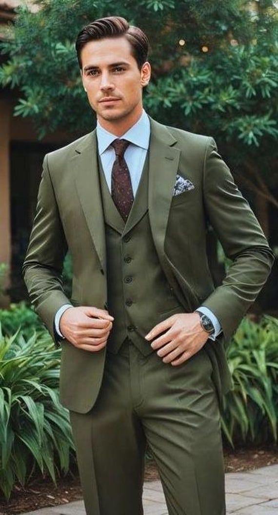 Vintage Emerald Green Three Piece Suit - Custom Wedding Groom Dinner Suit